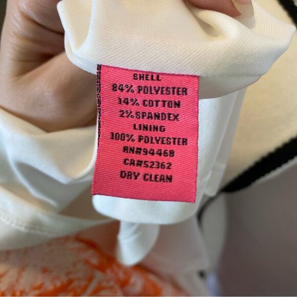 Betsey Johnson Jacquard Floral Orange Pleated Fit & Flare Dress Size 10 Womens - Picture 8 of 14